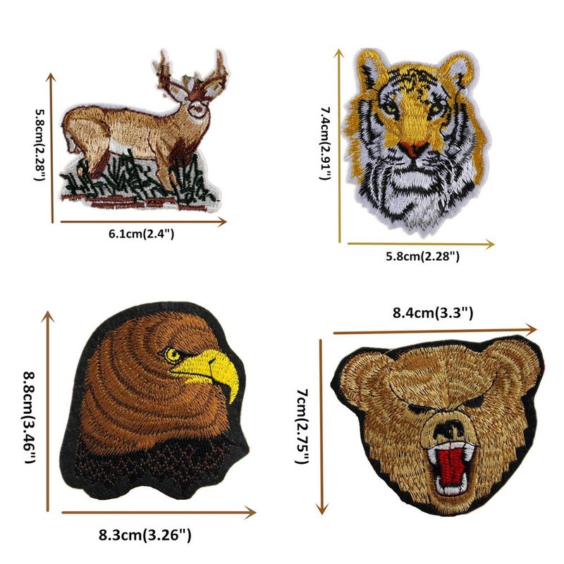 Zhiheng 13pcs Assorted Lion Tiger Leopard Wolf Deer Eagle Embroidered Safri Animal Patches Sew Iron on Applique Badge (Assorted) - Image 3